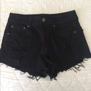 Black American Eagle hi-rise festival jean shorts
